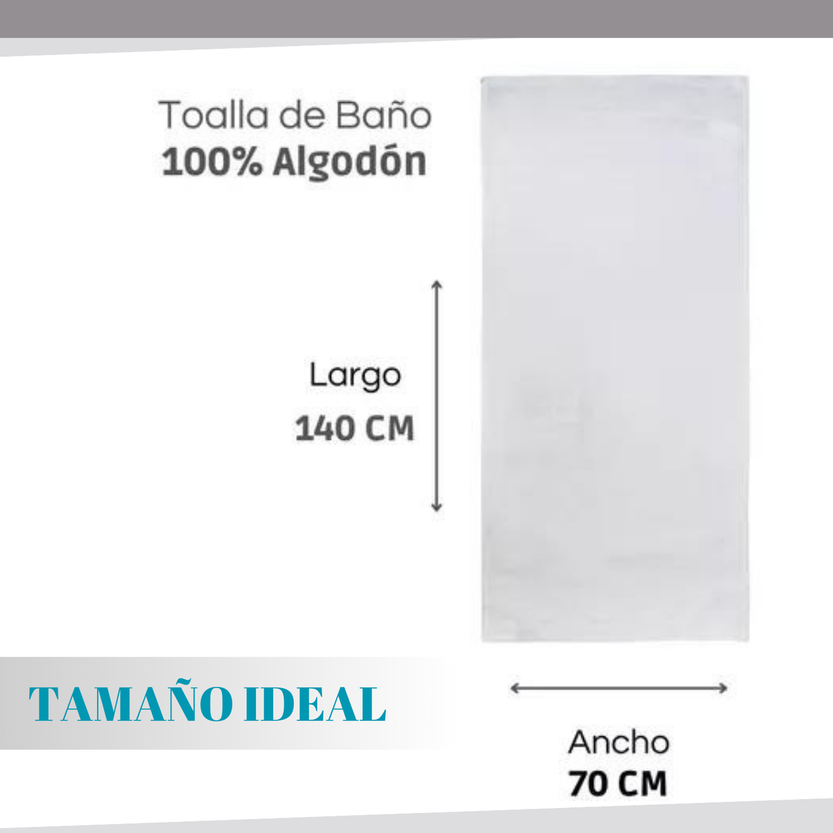 Toalla Blanca De Baño Hotel Spa De Algodón de 370 Gr