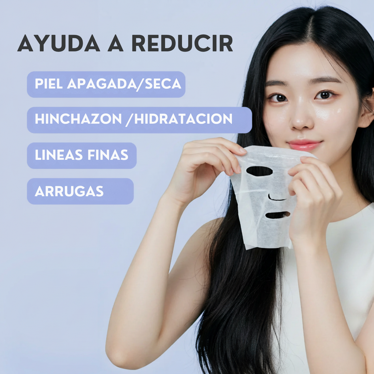 Mascarilla facial hidratante de ácido hialurónico de OOTD, suero coreano para una piel radiante y luminosa.