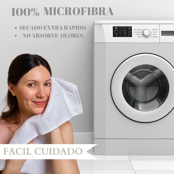Set 2 Toallas De Baño Grande Microfibra Blanca Toallon 90x180cm