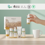 Kit de viaje de cuidado de la piel SKIN1004 Madagascar Centella con productos coreanos para la rutina facial.