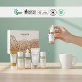 Kit de viaje de cuidado de la piel SKIN1004 Madagascar Centella con productos coreanos para la rutina facial.