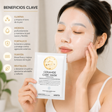 Máscara facial coreana OOTD Ceramide Care para cuidado de la piel, con textura de crema y ingredientes hidratantes.