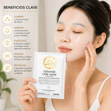Máscara facial coreana OOTD Ceramide Care para cuidado de la piel, con textura de crema y ingredientes hidratantes.