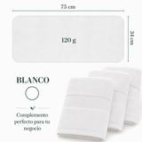 Conjunto de 4 toallas blancas de mano de algodón para peluquería, hotel o spa, tamaño 35x75 cm, de la marca Enigma Store.