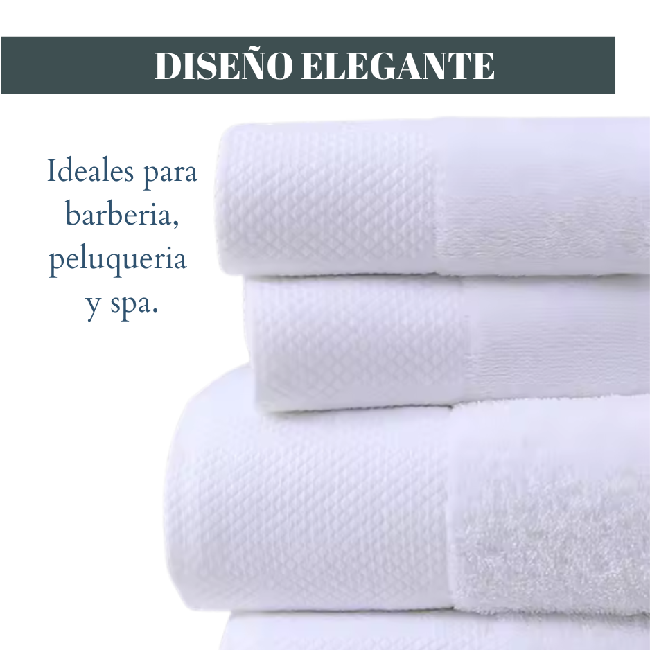 Pack De 4 Toallas Blancas Algodón 75x35 cm Baño Hotel 130 grs