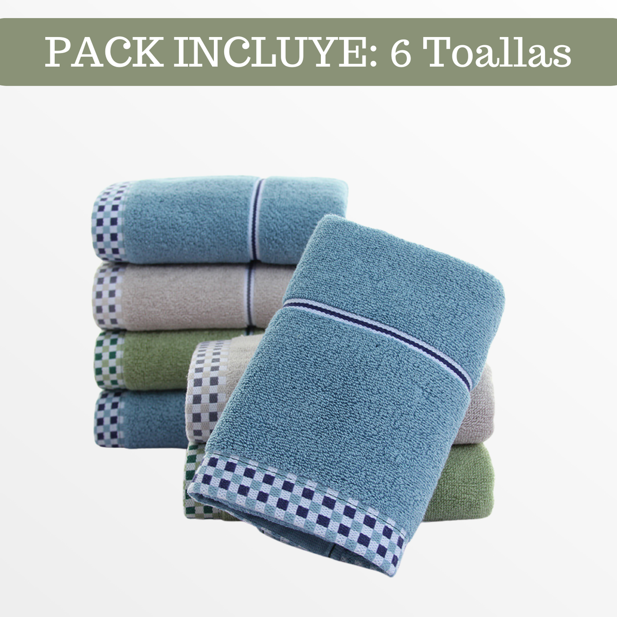 Pack 6 Toallas Algodón Mano Baño Spa Hotel Cocina Gym 35x75