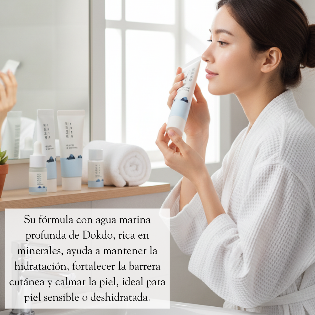 Kit de prueba de cuidado facial coreano ROUND LAB 1025 Dokdo con productos en envases pequeños para cuidado de la piel.