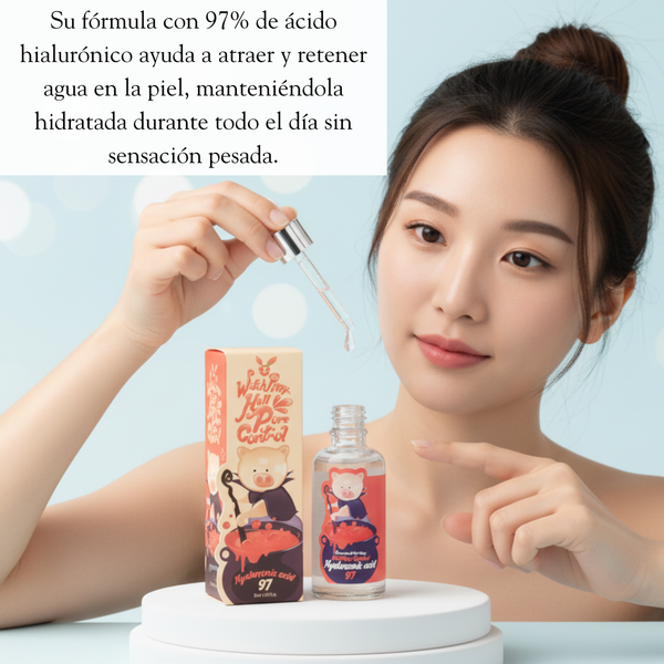 Ampolla de cuidado facial Elizavecca Witch Piggy Hell Pore Control con ácido hialurónico al 97% para hidratación y control de poros
