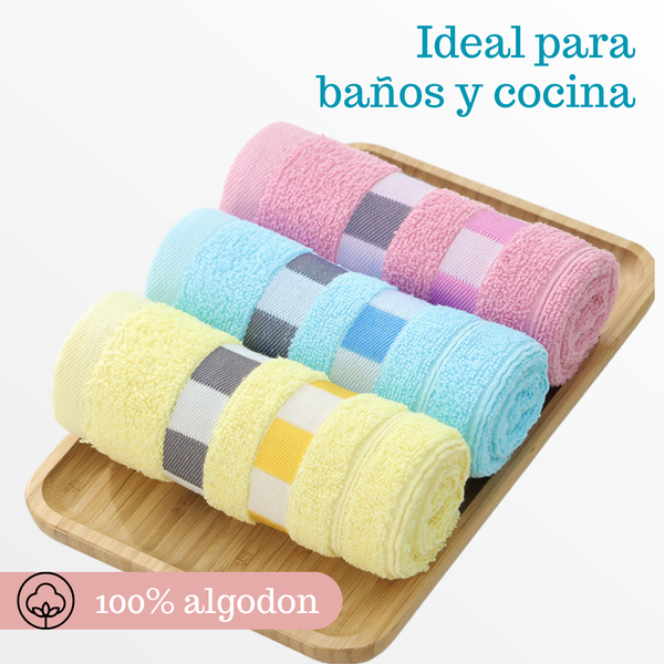 Pack 6 Toallas De Mano Algodon Baño Cocina Hotel Spa 35x75cm