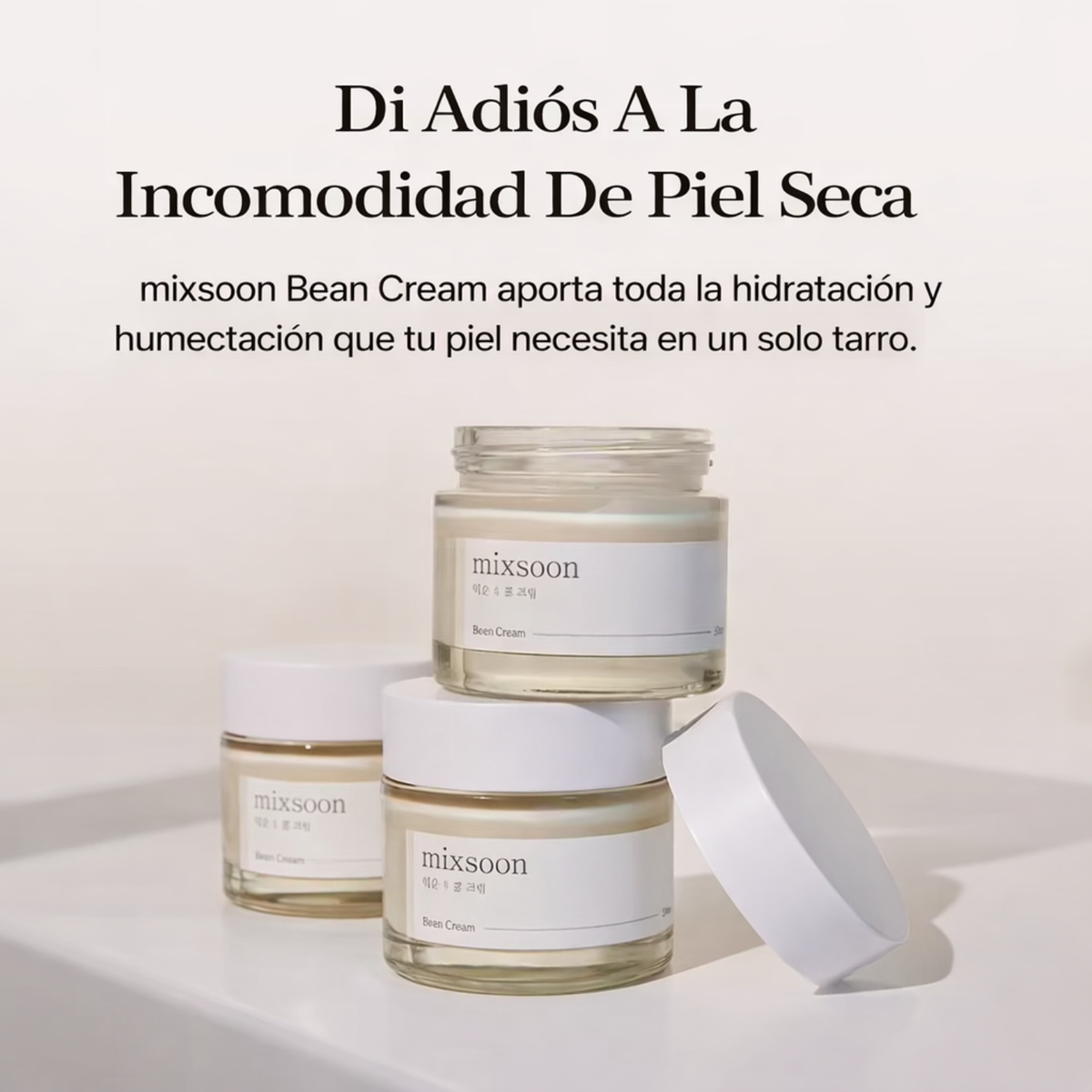Crema de frijoles Mixsoon para cuidado de la piel coreano en envase de 50ml, ideal para hidratación y nutrición facial.