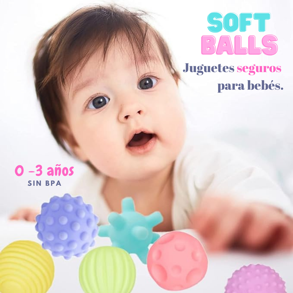 Soft Balls 6 Pelotas Sensoriales Texturizadas Para Bebes