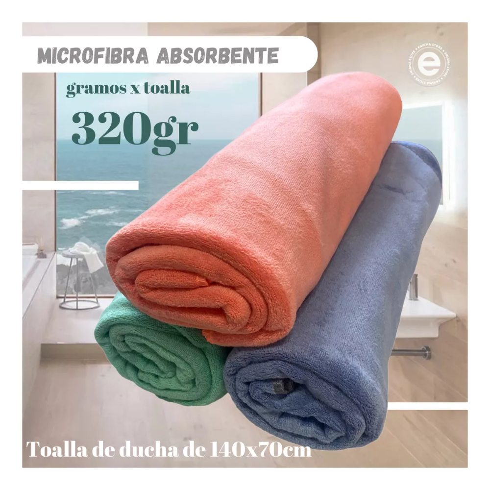 Pack 3 Toallas De Microfibra Salida De Baño