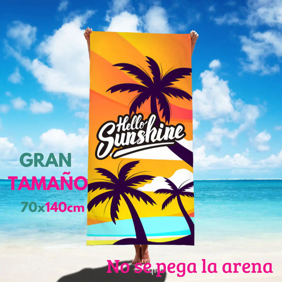 Cuatro toallas de playa de microfibra para hombre, secado rápido, tamaño 70x140 cm, en colores variados.