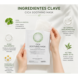 Máscara facial calmante OOTD Cica Soothing para cuidado de la piel coreano, con ingredientes relajantes y textura suave.