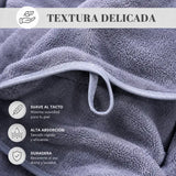 Juego de 2 toallas de baño grandes de microfibra gris, toallón de 90x180 cm, con textura suave y absorbente.