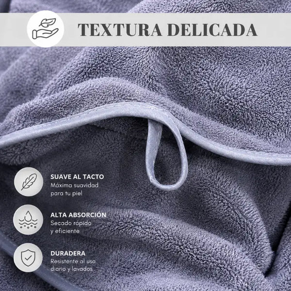 Juego de 2 toallas de baño grandes de microfibra gris, toallón de 90x180 cm, con textura suave y absorbente.