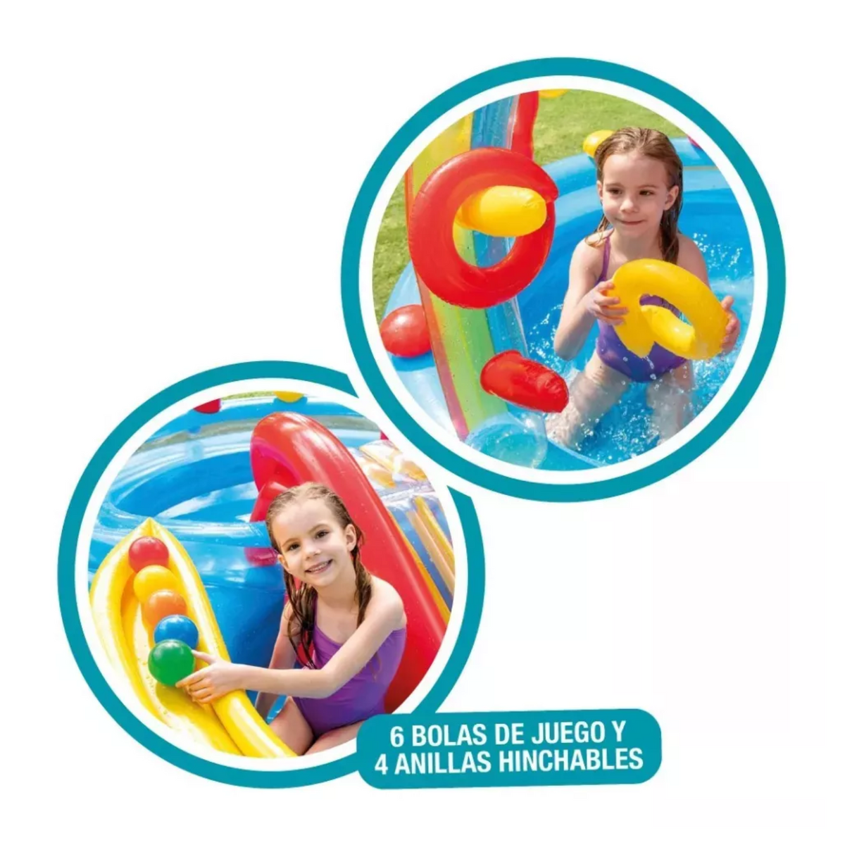 Centro Juegos Inflable INTEX Arcoíris 297X193X135 CM, 428L