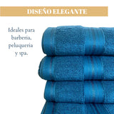 Set de 4 toallas de algodón azul profundo de 130 g, ideales para hotel y spa, de la marca Enigma Store.