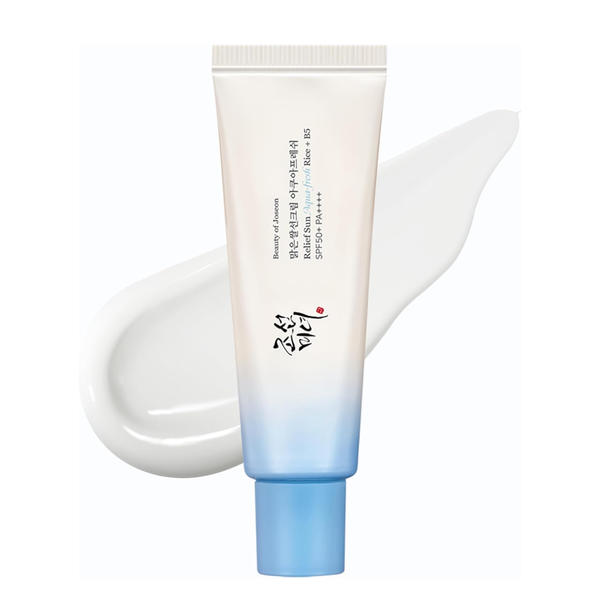 Crema facial de belleza coreana Beauty of Joseon Relief Sun Aqua-Fresh con arroz y vitamina B5, 50 ml, envase de crema.
