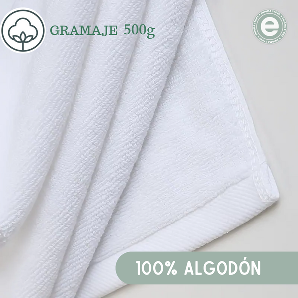 Set 3 Toallas De Baño Hotel De Algodon Blancas 70x140 500gr