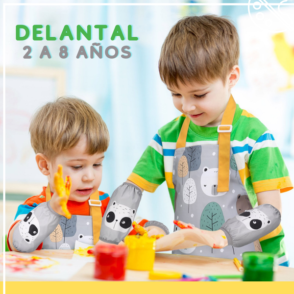 Delantal de bebe y niños con protector de brazos 2-8 años