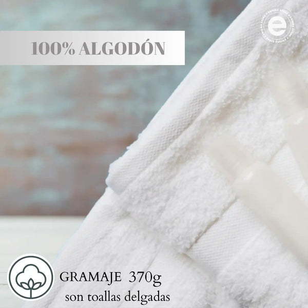 Tres toallas blancas de ducha de algodón de 370 g en un set, ideales para baño, de la marca Enigma Store.