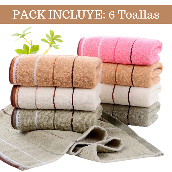 Pack 6 Toallas De Mano Algodon Baño Cocina Hotel Spa 35x75cm