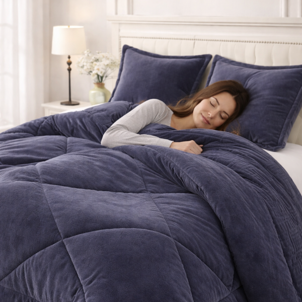 Cobertor gris oscuro y fundas premium de Enigma Store, suave y elegante para decorar y proteger tu sofá.