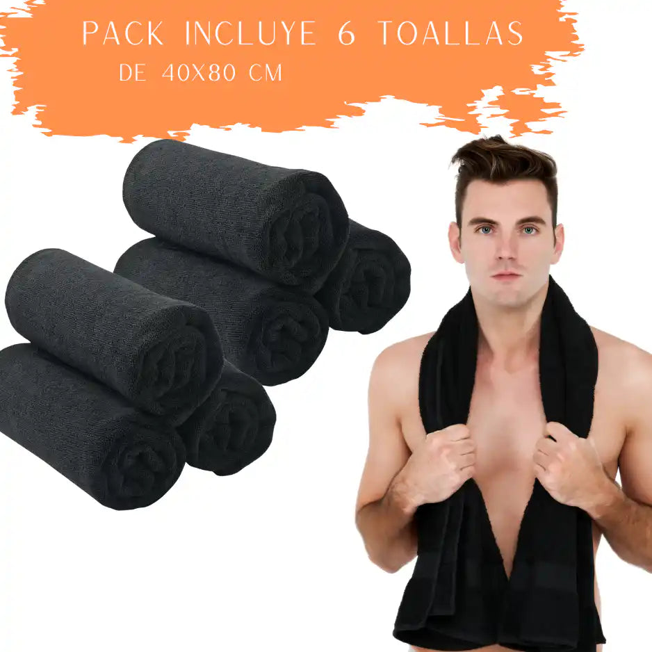 Seis toallas de microfibra para peluquería, hotel, spa o gimnasio, tamaño 40x80 cm, color gris, de la marca Enigma Store.