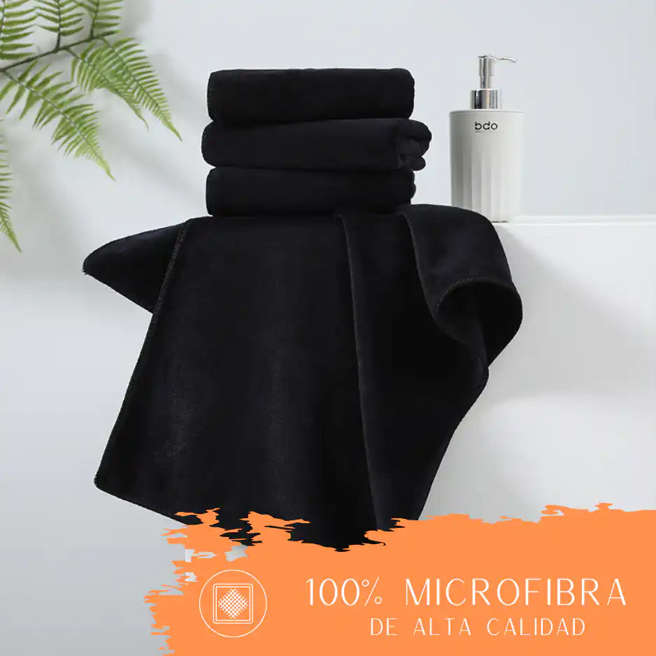 Seis toallas de microfibra en color blanco, tamaño 40x80 cm, ideales para peluquería, hotel, spa y gimnasio, de Enigma Store.