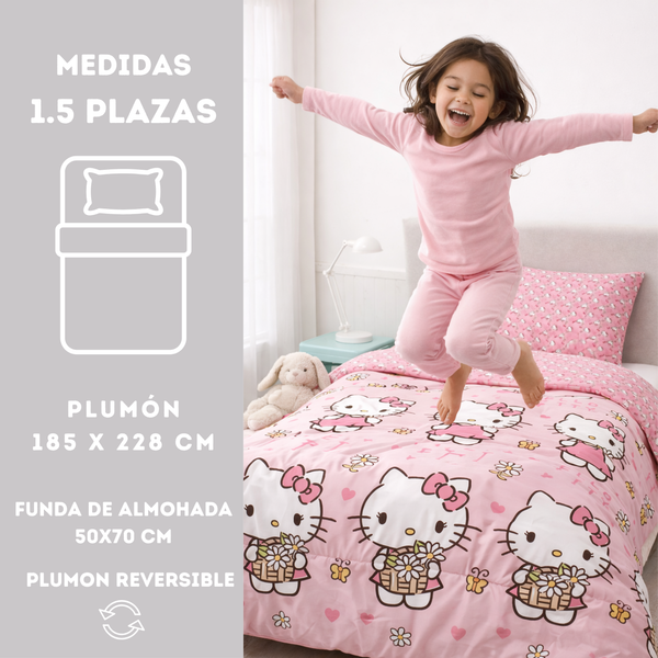 Edredón Hello Kitty Margarita de licencia Enigma Store, diseño en colores vibrantes con motivos de la popular marca para niños.