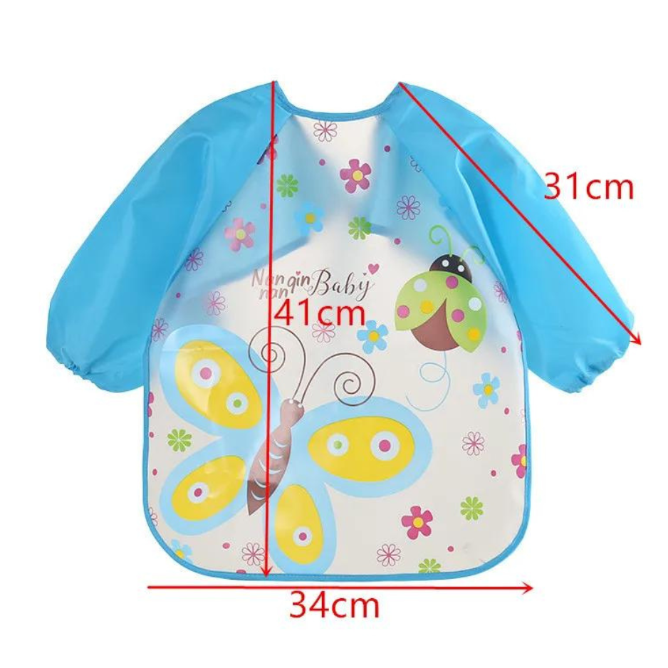 Pack 3 Baberos Con Manga Impermeable Bolsillo Niña Niño Bebe