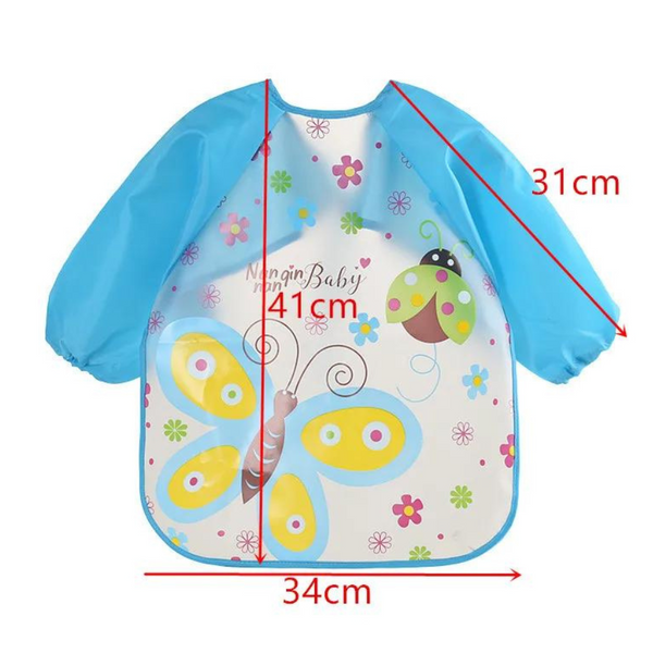 Pack 3 Baberos Con Manga Impermeable Bolsillo Niña Niño Bebe