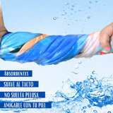 Toalla capucha de playa para adultos con broches tipo surf poncho mujer, en color azul con diseño cómodo y práctico.