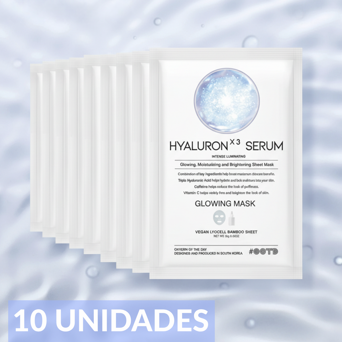Máscara facial hidratante con ácido hialurónico triple para una piel radiante, de la marca coreana OOTD.