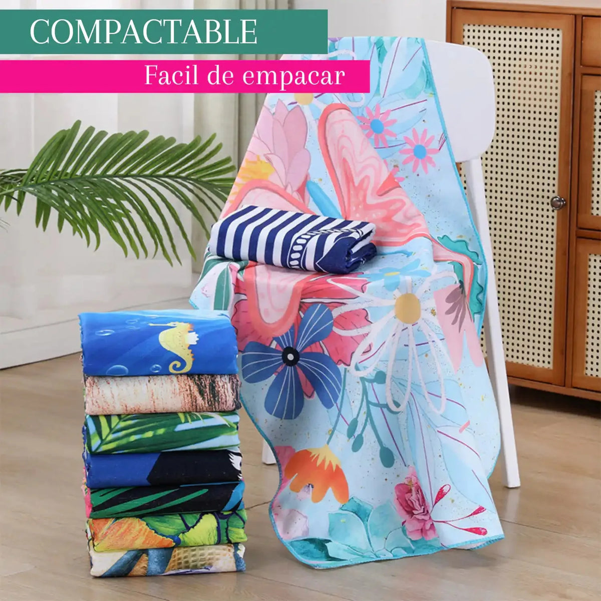 Pack de 4 toallas de playa de microfibra Enigma Store, secado rápido, 70x140cm, con diseño para mujer, ideal para la playa.