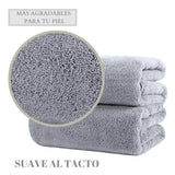 Juego de 2 toallas de baño grandes de microfibra gris de 90x180cm, suaves y absorbentes para secar con comodidad.