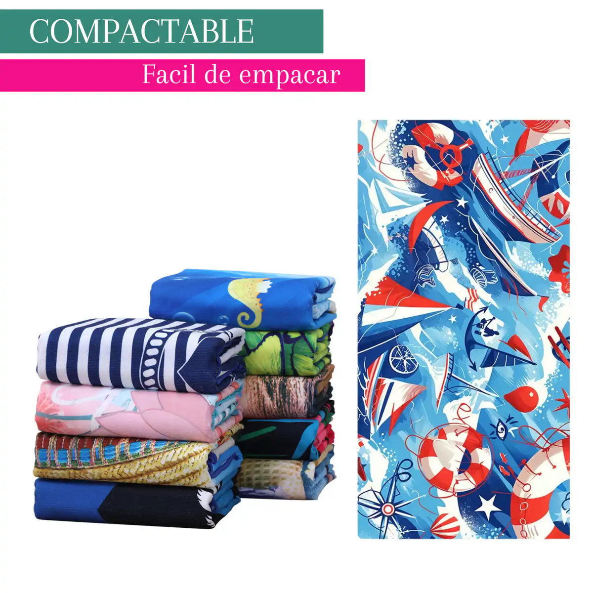 Pack de 4 toallas de playa de microfibra secado rápido, tamaño 70x140 cm, para hombre, en colores variados.