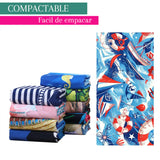 Pack de 4 toallas de playa de microfibra secado rápido, tamaño 70x140 cm, para hombre, en colores variados.