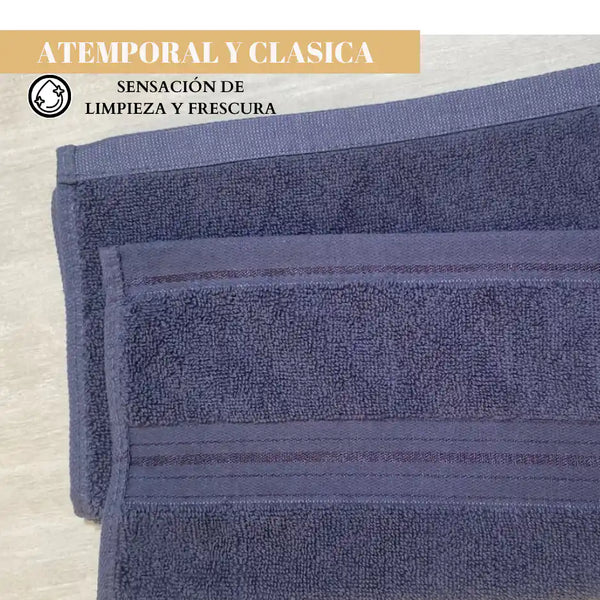 Toallas de algodón grafito de 130 g, pack de 4, ideales para hotel y spa, con textura suave y aspecto elegante.