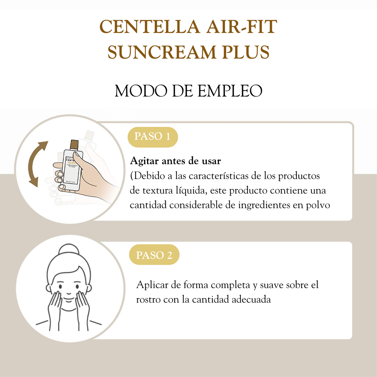 Protector solar SKIN1004 Madagascar Centella Air-Fit Suncream Plus 50ml, crema facial para protección solar, envase de 50 ml.
