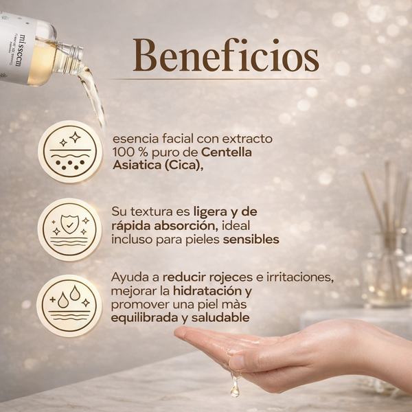 Esencia coreana Mixsoon Soondy Centella Asiatica en botella con gotero, para cuidado de la piel.