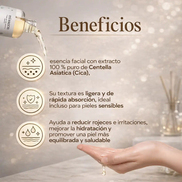 Esencia coreana Mixsoon Soondy Centella Asiatica en botella con gotero, para cuidado de la piel.