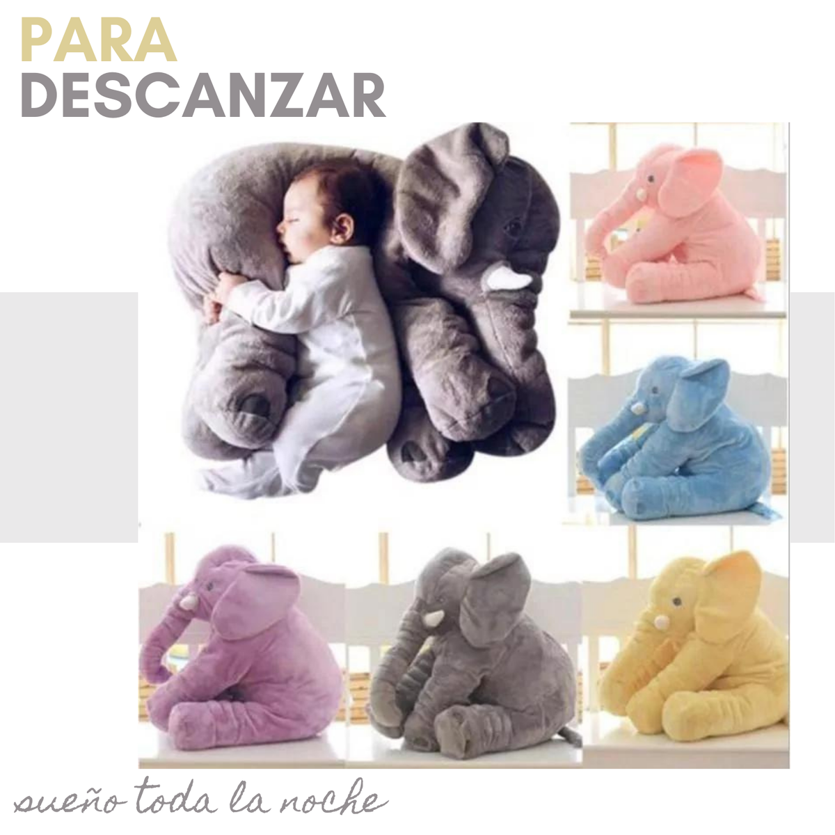 Peluche Almohada De Apego Para Bebe Elefante Gigante Suave