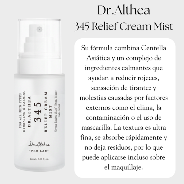 Spray facial de 60ml de la crema relajante Dr Althea, skincare coreano, con envase transparente y pulverizador.