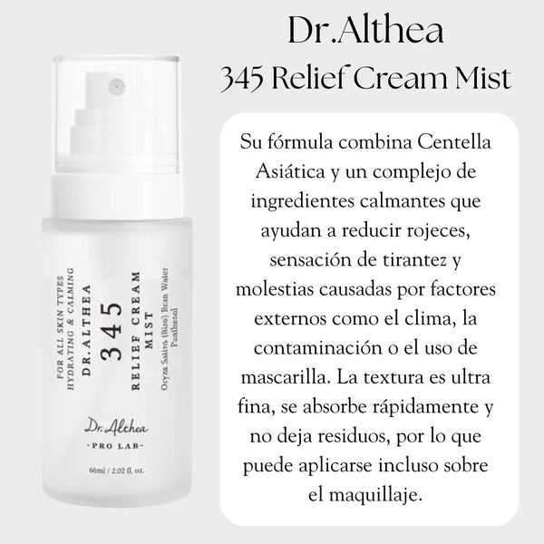 Spray facial de 60ml de la crema relajante Dr Althea, skincare coreano, con envase transparente y pulverizador.