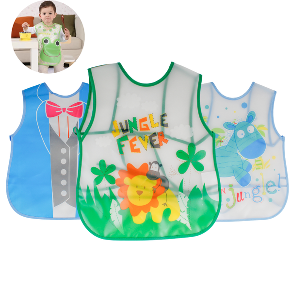 Pack 3 Baberos Sin Manga Impermeable Bolsillo Niña Niño Bebe