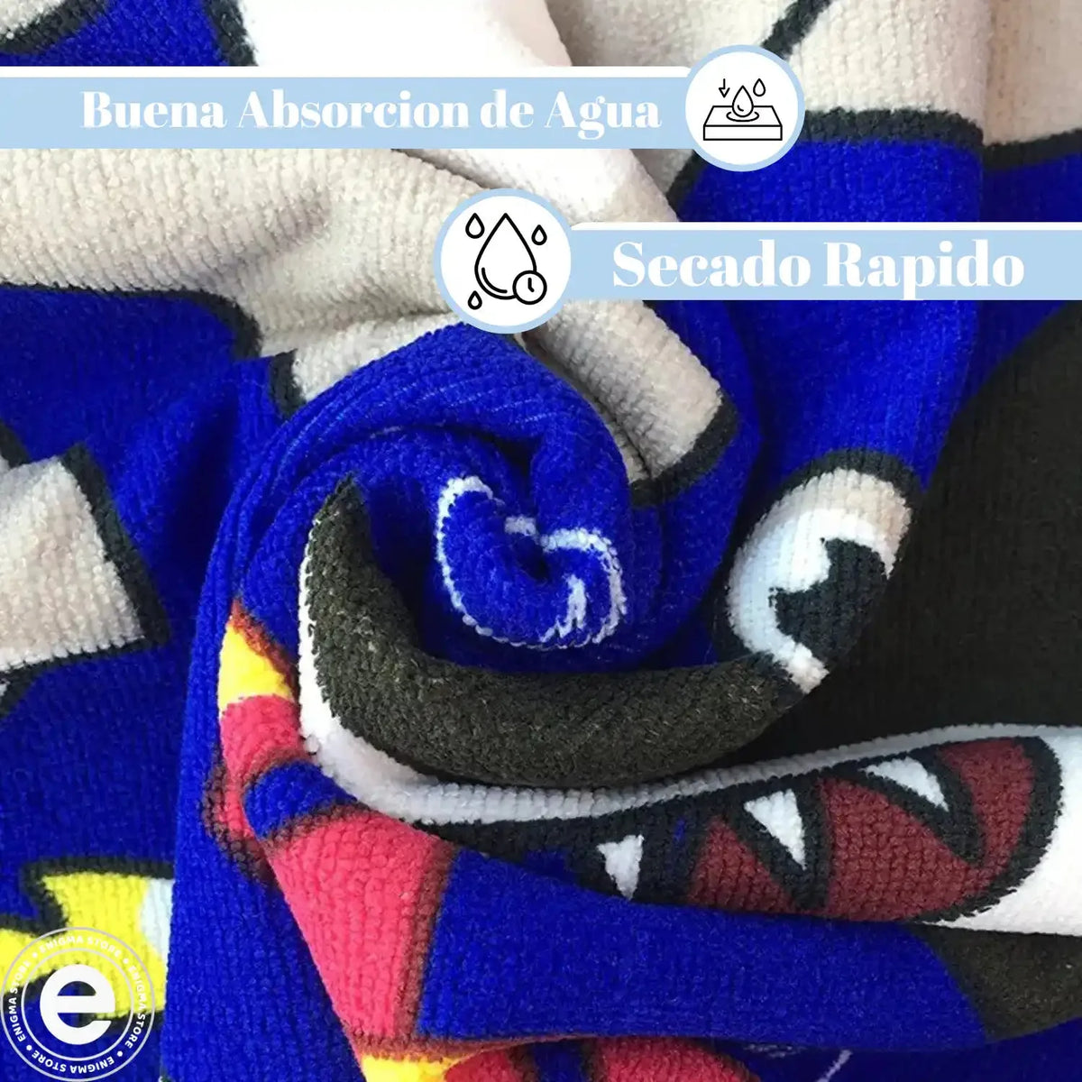 Toalla con capucha de playa tipo poncho para niña en microfibra, color azul, de la marca Enigma Store.