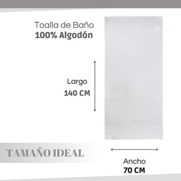 Pack 3 Toallas Blancas De Ducha Algodón 370 grs