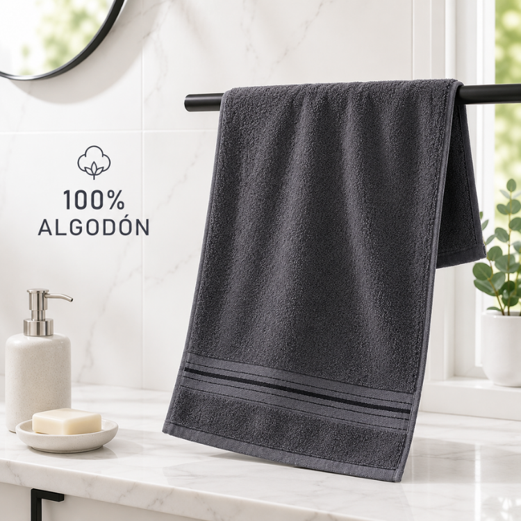 Toallas de algodón grafito en pack de 4, de 130 g, ideales para spa y hotel, de la marca Enigma Store.
